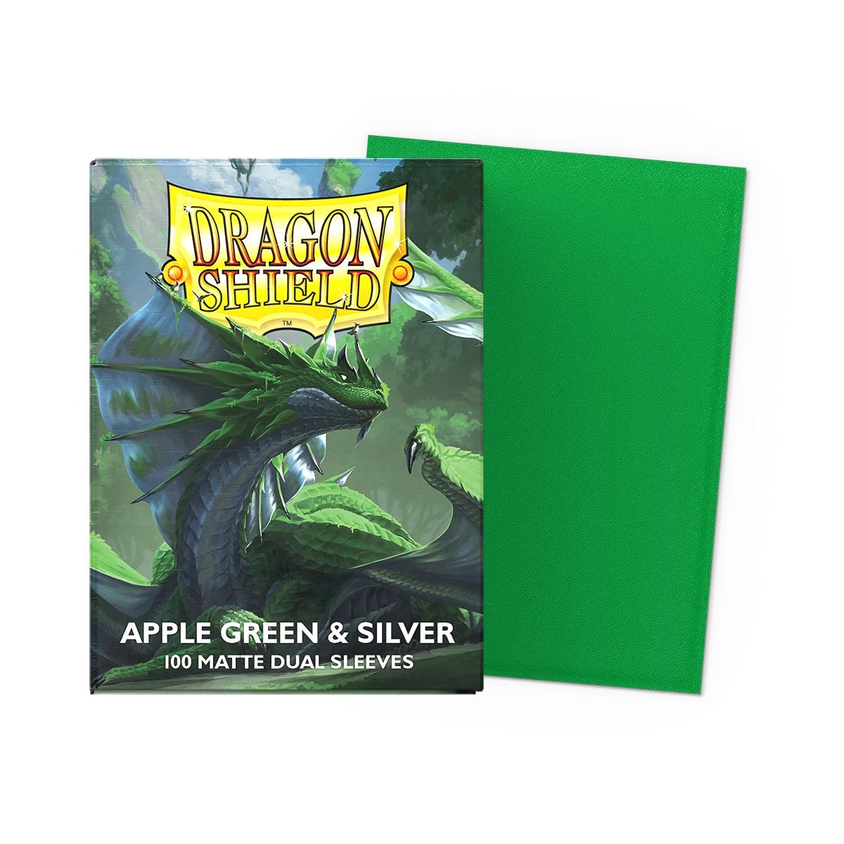 Dragon Shield 100 Matte Dual Sleeves - Apple Green & Silver | Webway Games