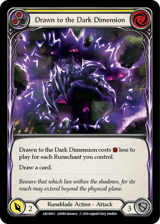Drawn to the Dark Dimension (Yellow) [ARC098-C] (Arcane Rising)  1st Edition Rainbow Foil | Webway Games