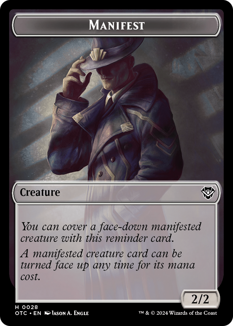 Thopter // Manifest Double-Sided Token [Outlaws of Thunder Junction Commander Tokens] | Webway Games