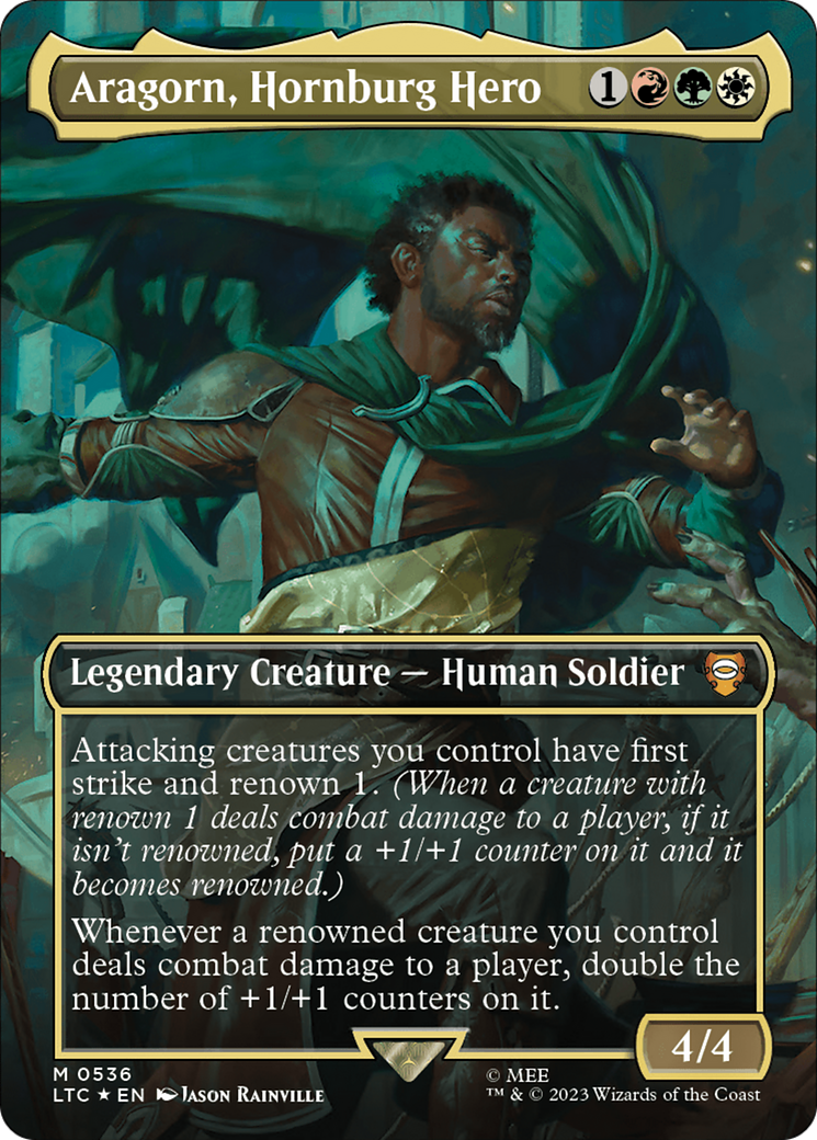 Aragorn, Hornburg Hero (Borderless) (Surge Foil) [The Lord of the Rings: Tales of Middle-Earth Commander] | Webway Games