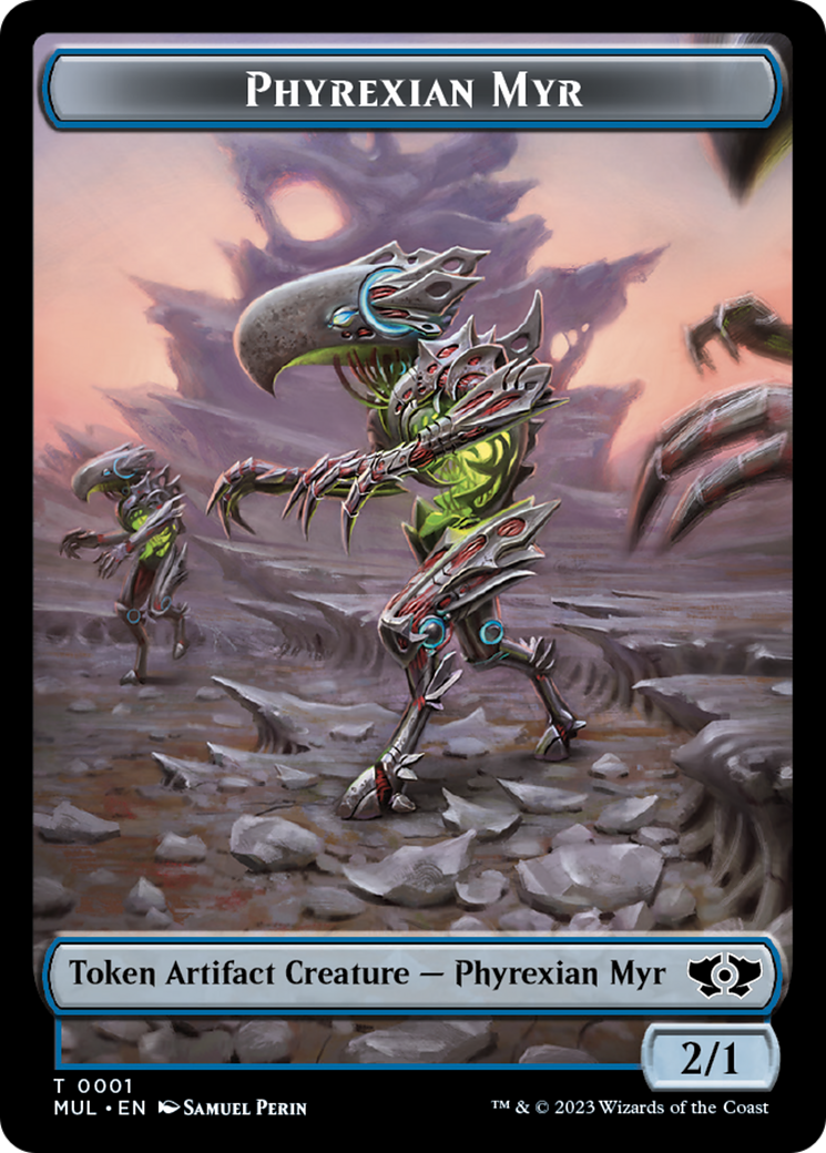 Phyrexian Myr // Wrenn and Realmbreaker Emblem Double-Sided Token [March of the Machine Tokens] | Webway Games