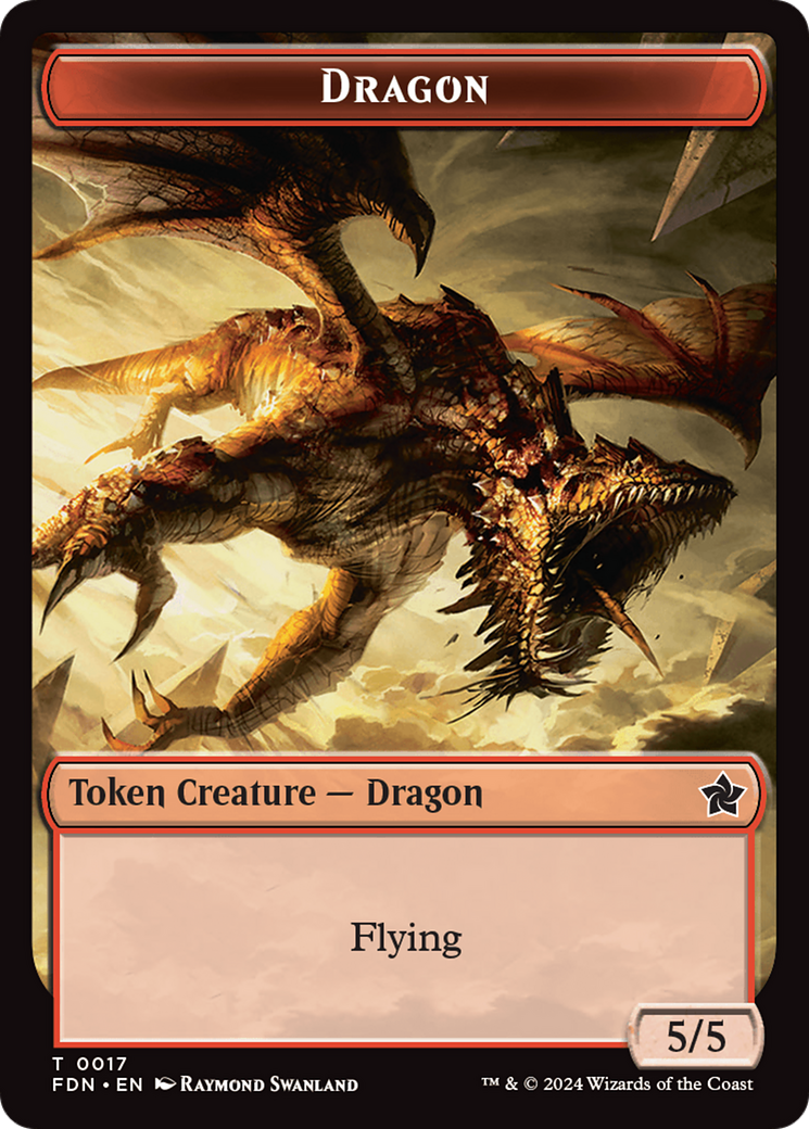 Cat Beast // Dragon (0017) Double-Sided Token [Foundations Tokens] | Webway Games