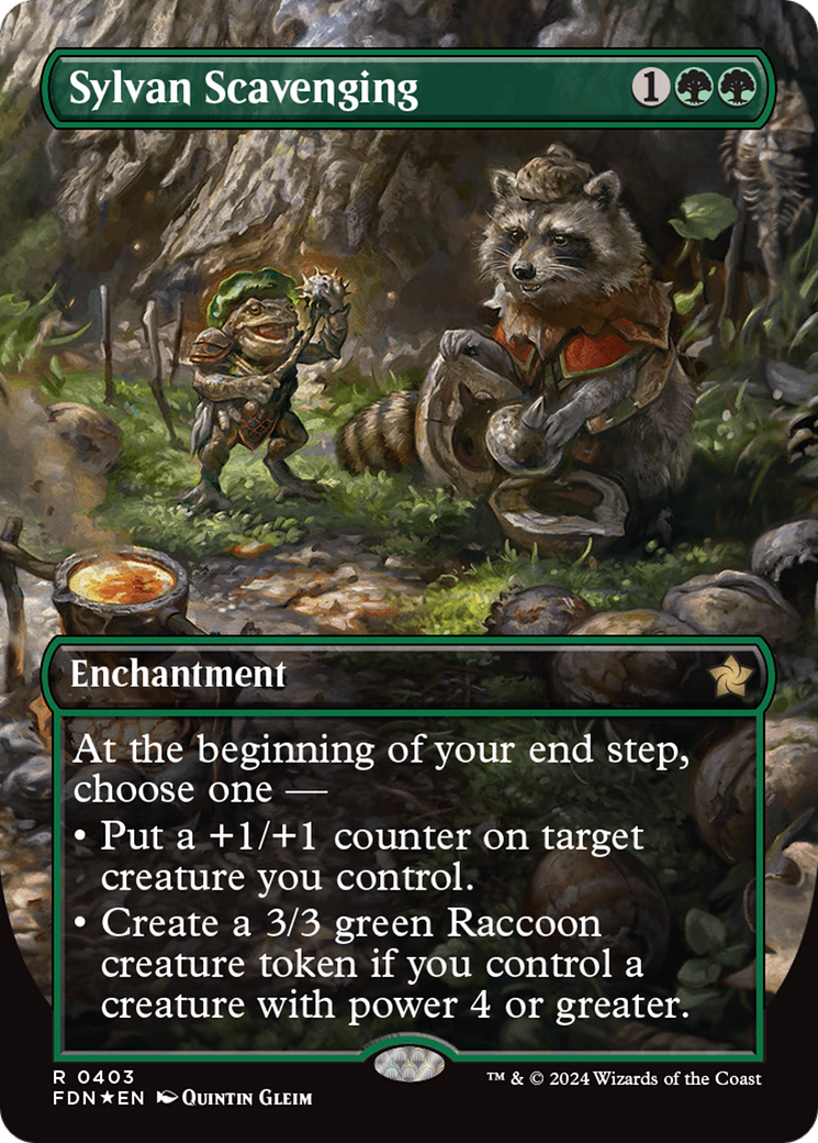 Sylvan Scavenging (Borderless) (Mana Foil) [Foundations] | Webway Games