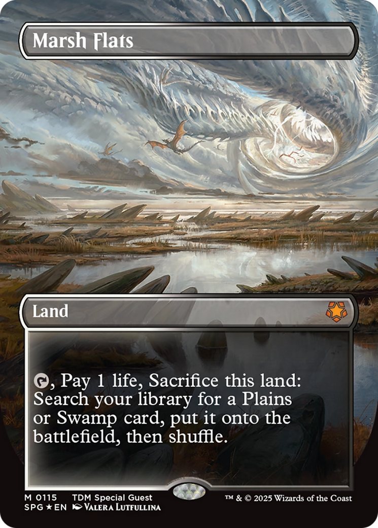 Marsh Flats (Borderless) (Dragonscale Foil) [Tarkir: Dragonstorm Special Guests] | Webway Games