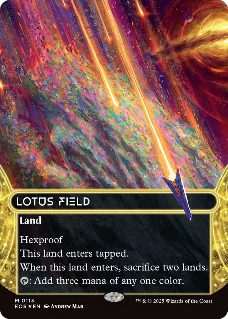 Lotus Field (0113) (Borderless) (Galaxy Foil) [Edge of Eternities: Stellar Sights] | Webway Games