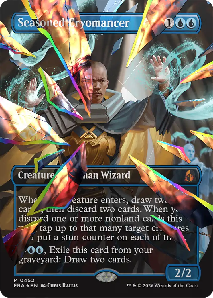 Seasoned Cryomancer (Borderless) (Facet Foil) (0452) [Reality Fracture] | Webway Games