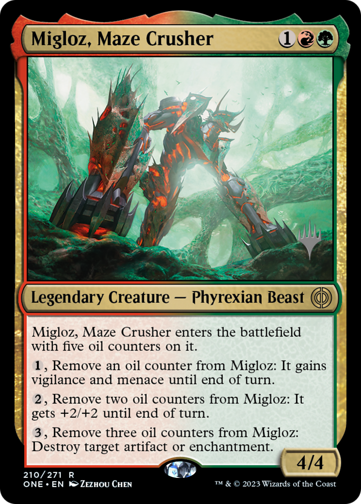 Migloz, Maze Crusher (Promo Pack) [Phyrexia: All Will Be One Promos] | Webway Games