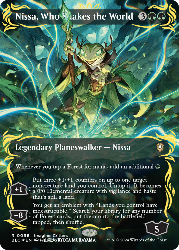 Nissa, Who Shakes the World (Borderless) (Raised Foil) [Bloomburrow Commander] | Webway Games