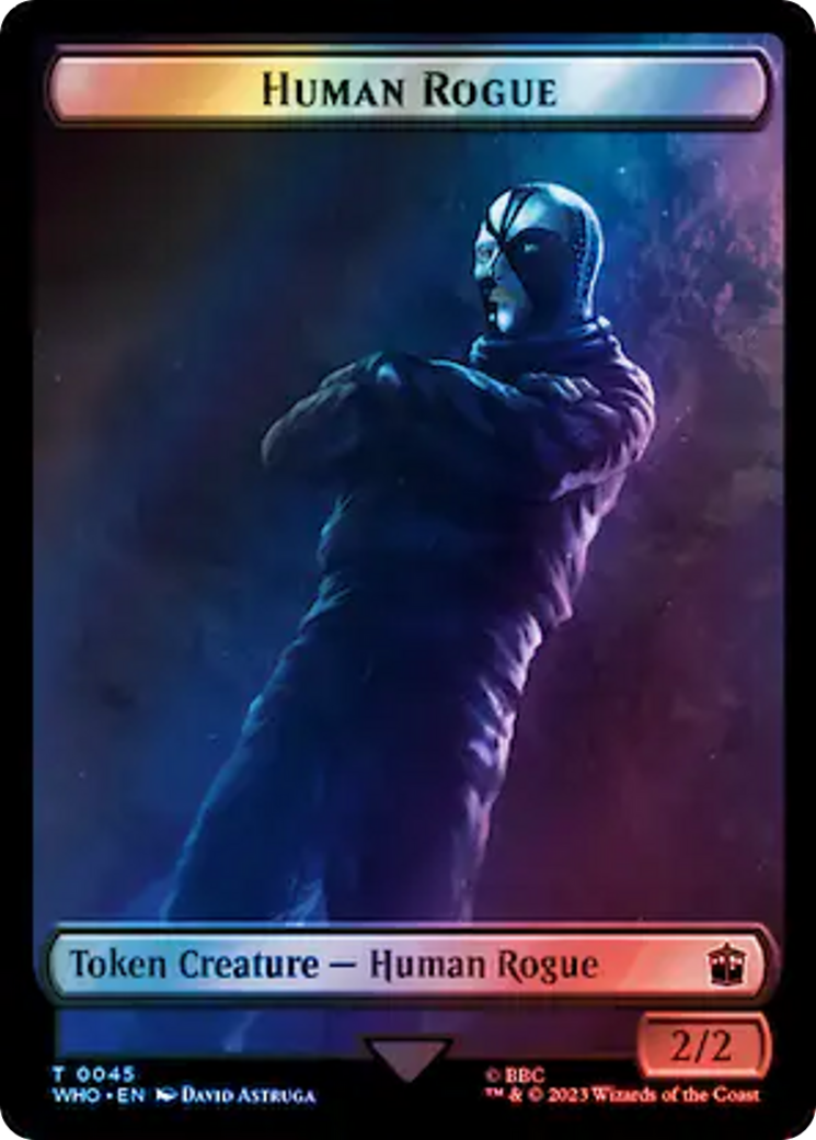 Human Rogue // Dinosaur Double-Sided Token (Surge Foil) [Doctor Who Tokens] | Webway Games