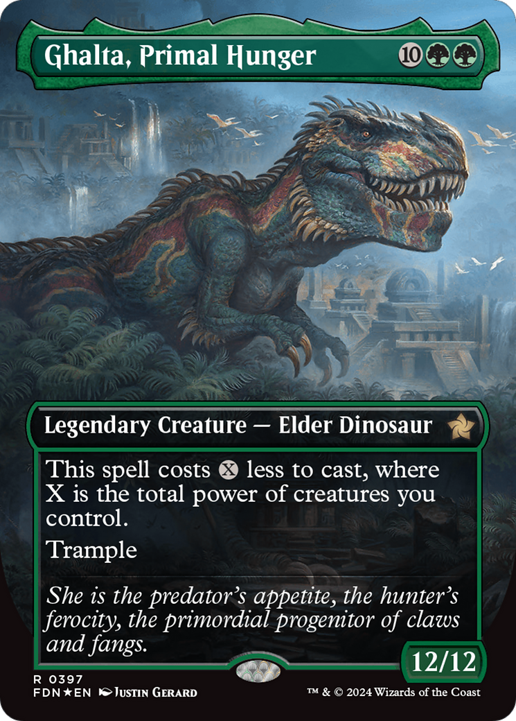 Ghalta, Primal Hunger (Borderless) (Mana Foil) [Foundations] | Webway Games