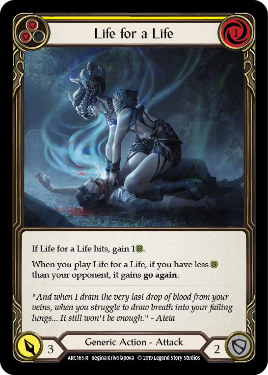 Life for a Life (Yellow) [ARC165-R] (Arcane Rising)  1st Edition Normal | Webway Games