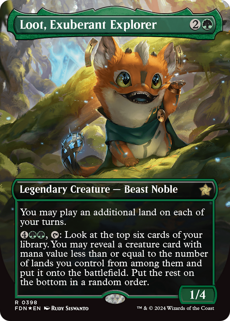 Loot, Exuberant Explorer (Borderless) (Mana Foil) [Foundations] | Webway Games