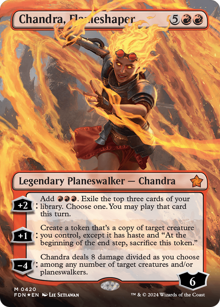 Chandra, Flameshaper (Borderless) (Mana Foil) [Foundations] | Webway Games