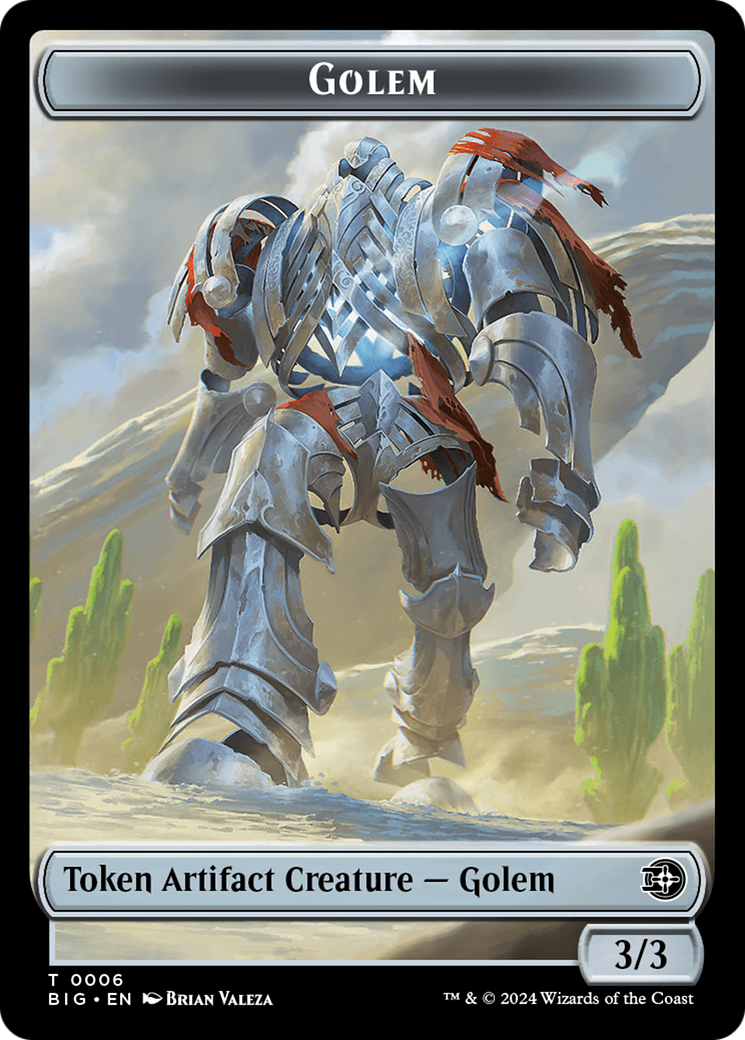 Mercenary // Golem Double-Sided Token [Outlaws of Thunder Junction Tokens] | Webway Games