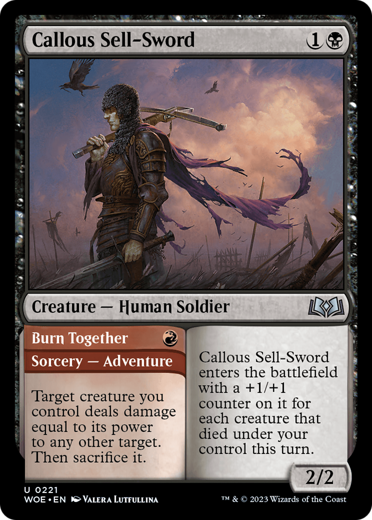 Callous Sell-Sword // Burn Together [Wilds of Eldraine] | Webway Games