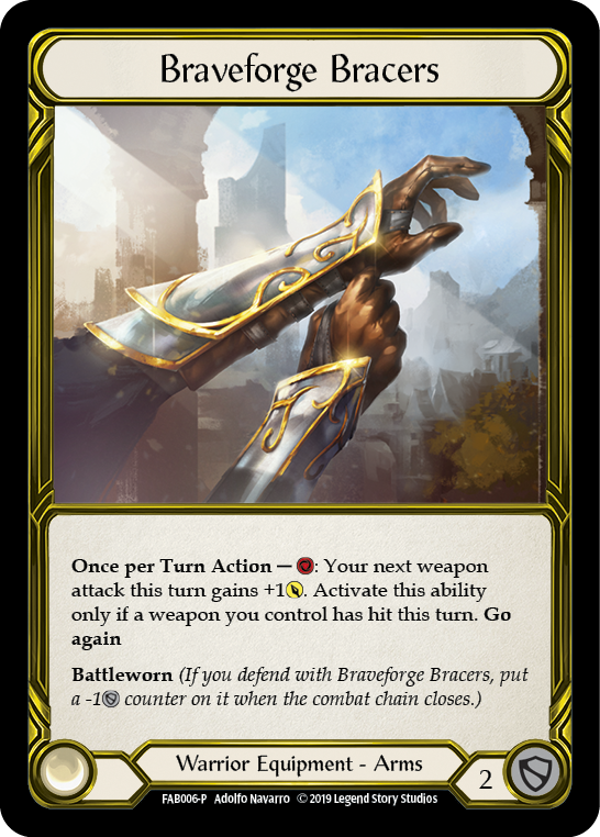 Braveforge Bracers [FAB006-P] (Promo)  1st Edition Cold Foil - Golden | Webway Games