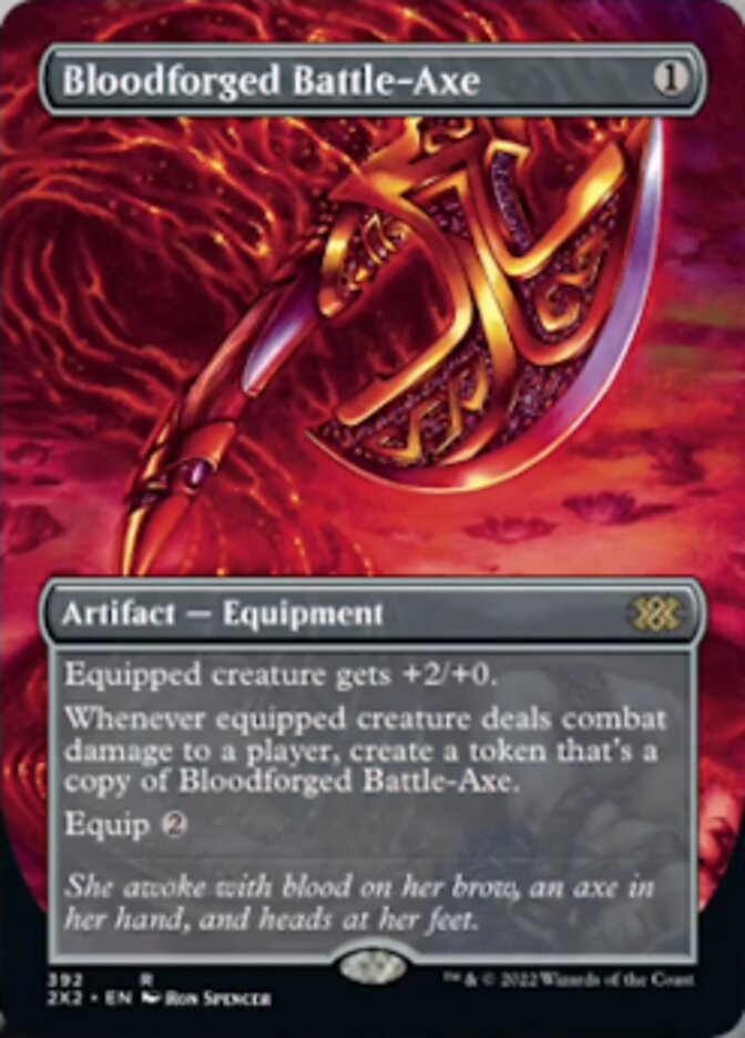 Bloodforged Battle-Axe (Borderless Alternate Art) [Double Masters 2022] | Webway Games