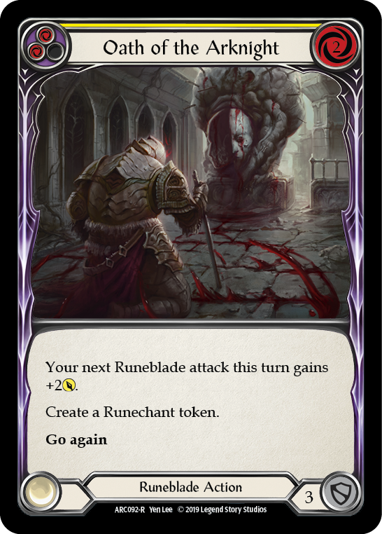 Oath of the Arknight (Yellow) [ARC092-R] (Arcane Rising)  1st Edition Rainbow Foil | Webway Games