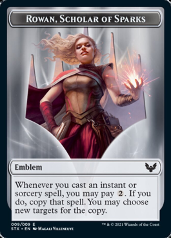 Rowan, Scholar of Sparks Emblem [Strixhaven: School of Mages Tokens] | Webway Games