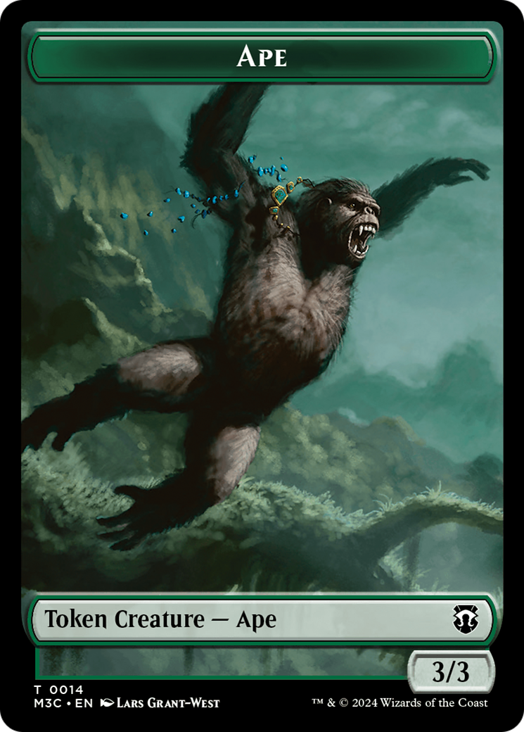 Ape (Ripple Foil) // Plant Double-Sided Token [Modern Horizons 3 Commander Tokens] | Webway Games