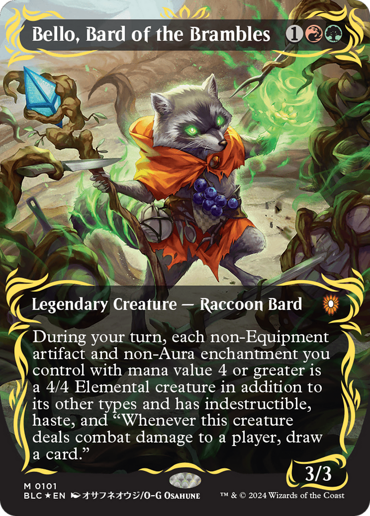 Bello, Bard of the Brambles (Borderless) (Raised Foil) [Bloomburrow Commander] | Webway Games