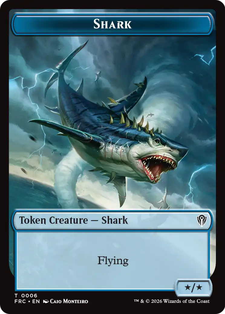 Warrior // Shark Double-Sided Token [Reality Fracture Commander Tokens] | Webway Games