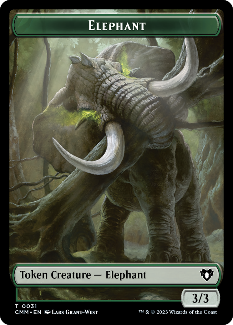 Treasure // Elephant Double-Sided Token [Commander Masters Tokens] | Webway Games