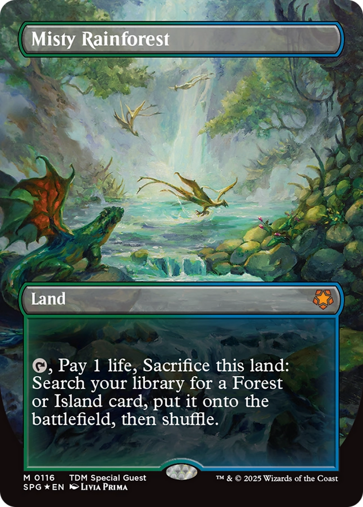 Misty Rainforest (Borderless) (Dragonscale Foil) [Tarkir: Dragonstorm Special Guests] | Webway Games
