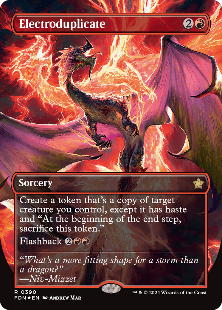 Electroduplicate (Borderless) (Mana Foil) [Foundations] | Webway Games
