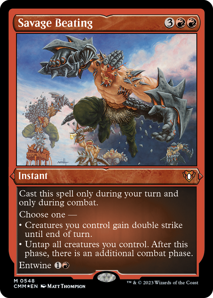 Savage Beating (Foil Etched) [Commander Masters] | Webway Games