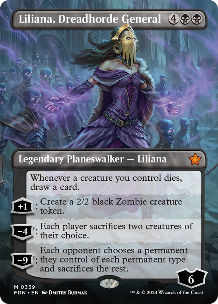 Liliana, Dreadhorde General (Borderless) [Foundations] | Webway Games