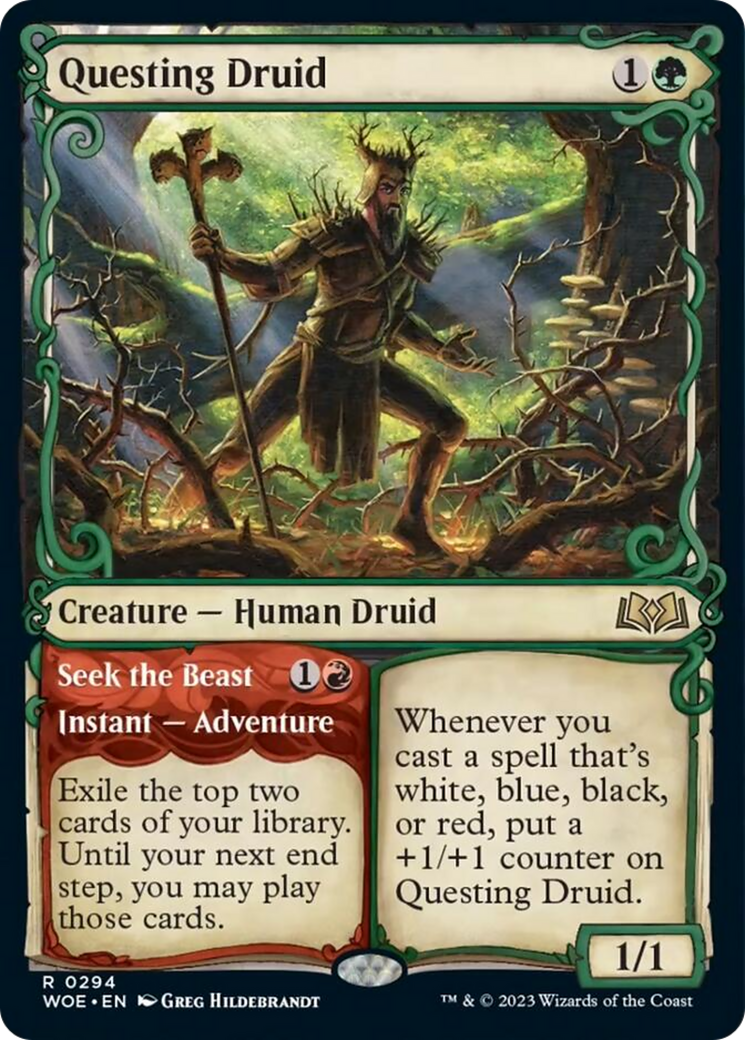 Questing Druid // Seek the Beast (Showcase) [Wilds of Eldraine] | Webway Games