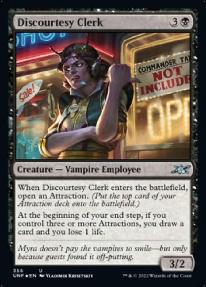 Discourtesy Clerk (Galaxy Foil) [Unfinity] | Webway Games