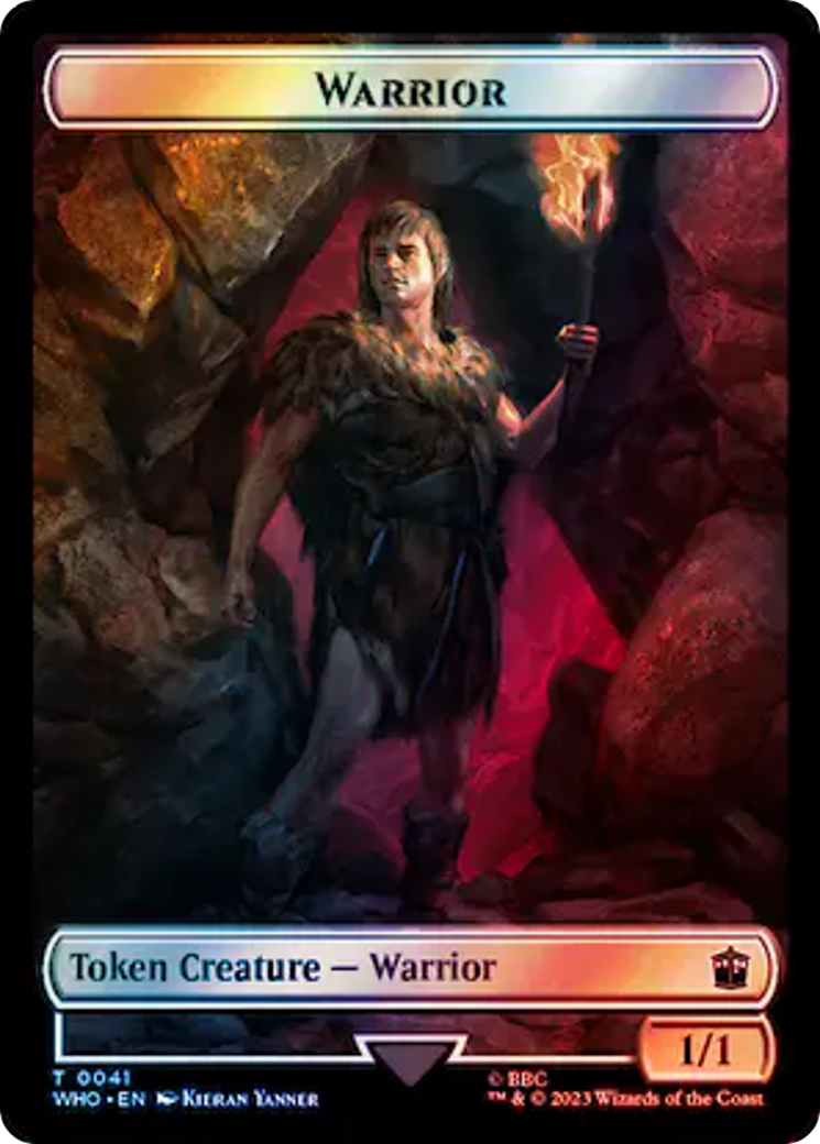 Warrior // Cyberman Double-Sided Token (Surge Foil) [Doctor Who Tokens] | Webway Games
