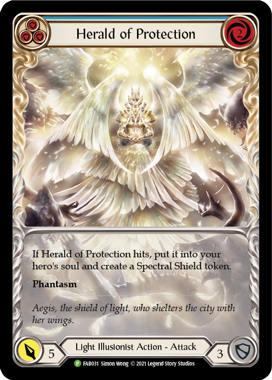 Herald of Protection (Blue Extended Art) [FAB031] (Promo)  Rainbow Foil | Webway Games