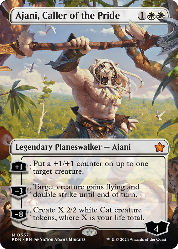 Ajani, Caller of the Pride (Borderless) [Foundations] | Webway Games