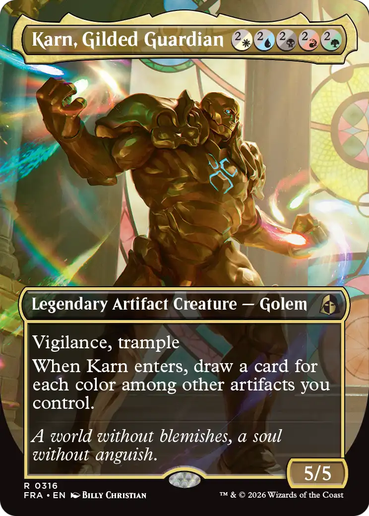 Karn, Gilded Guardian (Borderless) [Reality Fracture] | Webway Games