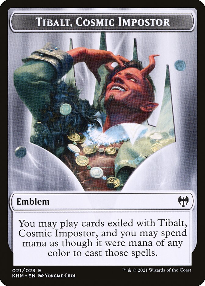 Human Warrior // Tibalt, Cosmic Impostor Emblem Double-Sided Token [Kaldheim Tokens] | Webway Games