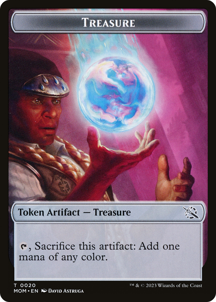 Treasure (20) // Teferi Akosa of Zhalfir Emblem Double-Sided Token [March of the Machine Tokens] | Webway Games