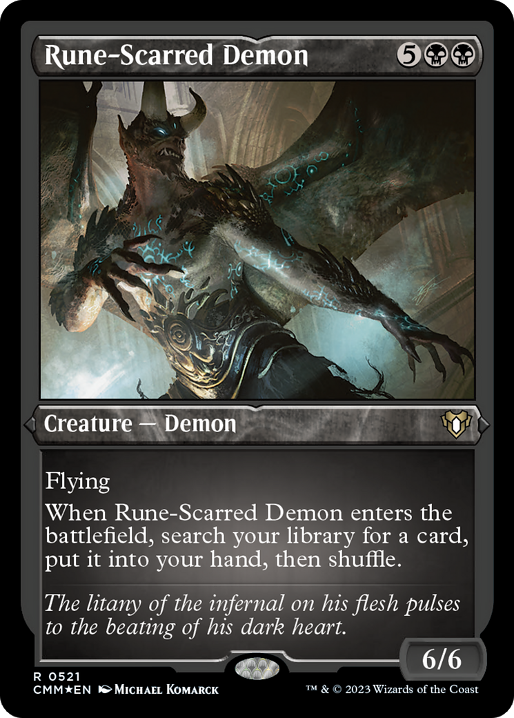 Rune-Scarred Demon (Foil Etched) [Commander Masters] | Webway Games