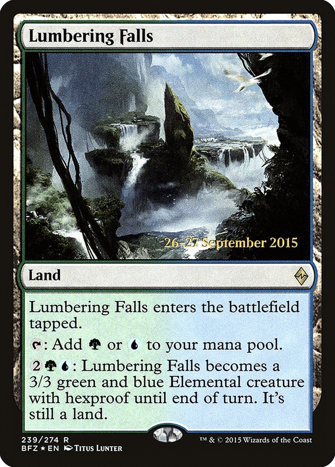 Lumbering Falls  (Prerelease) [Battle for Zendikar Prerelease Promos] | Webway Games