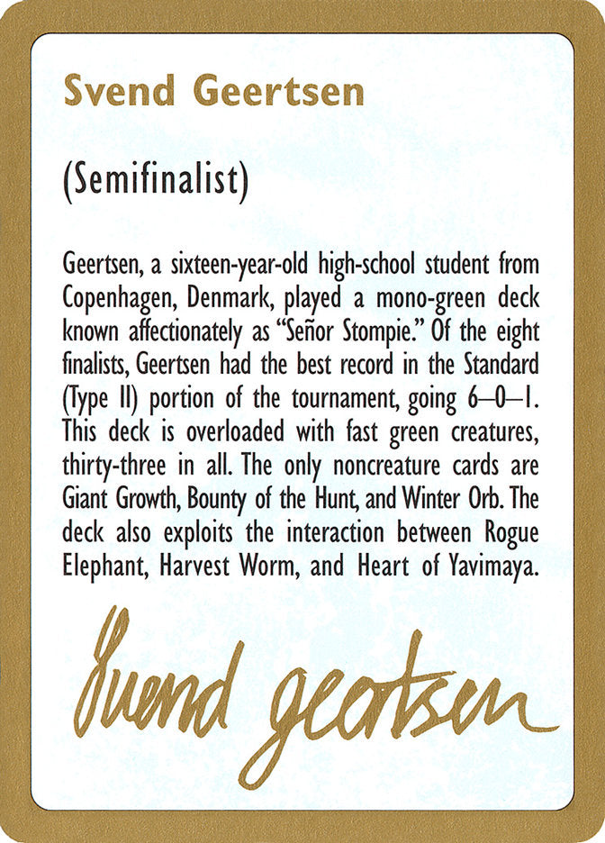 Svend Geertsen Bio [World Championship Decks 1997] | Webway Games
