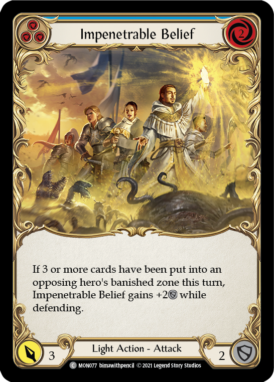 Impenetrable Belief (Blue) (Rainbow Foil) [MON077-RF] 1st Edition Rainbow Foil | Webway Games
