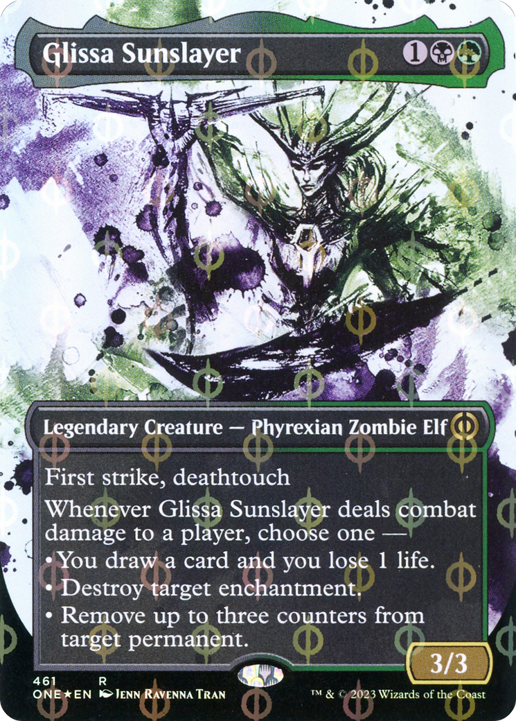 Glissa Sunslayer (Borderless Ichor Step-and-Compleat Foil) [Phyrexia: All Will Be One] | Webway Games