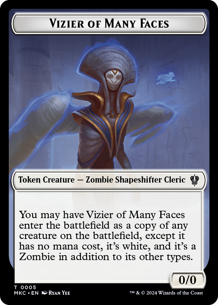 Vizier of Many Faces // Zombie Double-Sided Token [Murders at Karlov Manor Commander Tokens] | Webway Games
