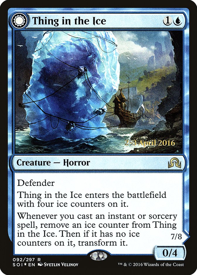 Thing in the Ice // Awoken Horror (Prerelease) [Shadows over Innistrad Prerelease Promos] | Webway Games