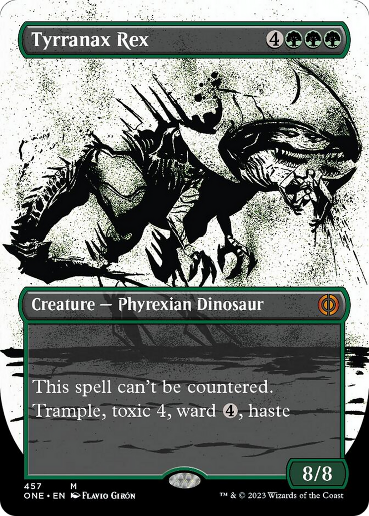 Tyrranax Rex (Borderless Ichor Step-and-Compleat Foil) [Phyrexia: All Will Be One] | Webway Games