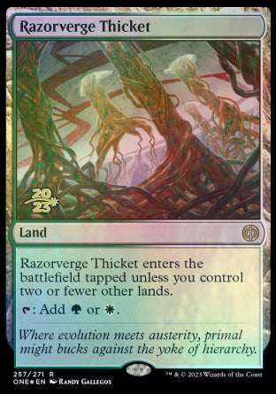 Razorverge Thicket [Phyrexia: All Will Be One Prerelease Promos] | Webway Games