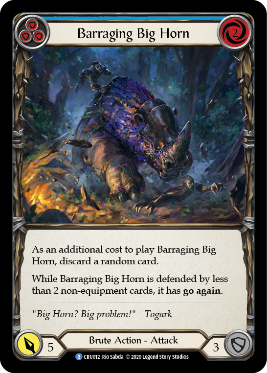Barraging Big Horn (Blue) [CRU012] 1st Edition Rainbow Foil | Webway Games
