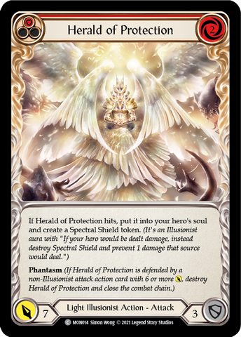 Herald of Protection (Red) (Rainbow Foil) [MON014-RF] 1st Edition Rainbow Foil